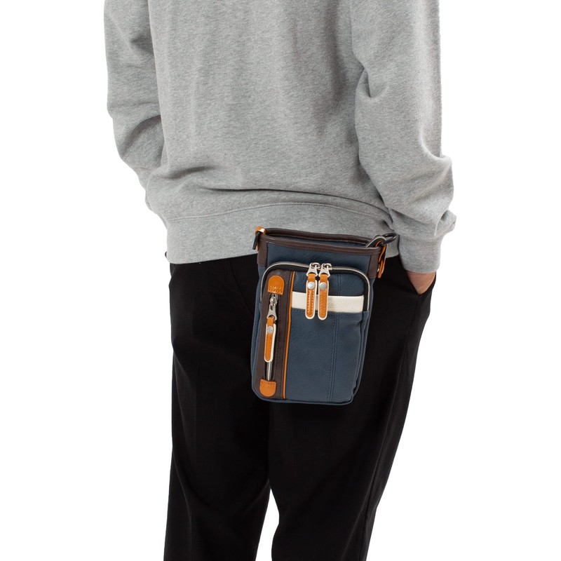 Mustache YVQ-5962 2-Way Mini Shoulder Pouch, Scissor Bag, Crossbody, navy