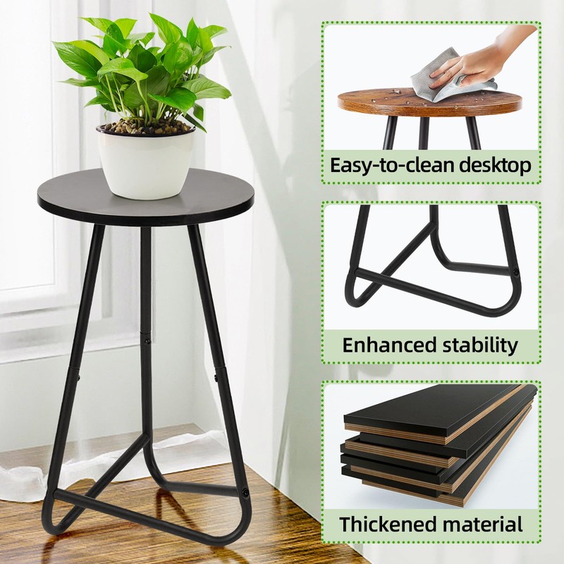 Plant Stand Indoor,Small Plant Table,Metal Display Rack,Black,20 In