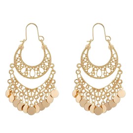 ALRNBY Indian Earrings for Women Gold Chandelier Earrings Dangle Dainty Jhumka Earrings Tassel Earrings Lightweight (Color1)