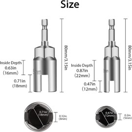 SUNJOYCO 2Pcs Power Wing Nut Driver Set, Slot Wing Nuts Hook Drill Bit Socket Wrenches Tools Set, 1/4" Hex Shank, for Panel Nuts Screws Eye C Hook Bolt & Q-Hanger (12mm, 18mm)