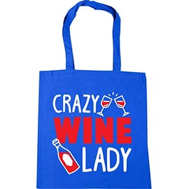 Hippowarehouse Crazy Wine Lady Tote Shopping Gym Beach Bag 42cm x38cm, 10 litres