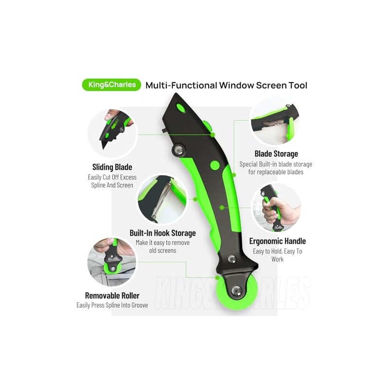King&Charles Versatile Screen Roller Tool, 3 in 1 Screen Spline/Repair