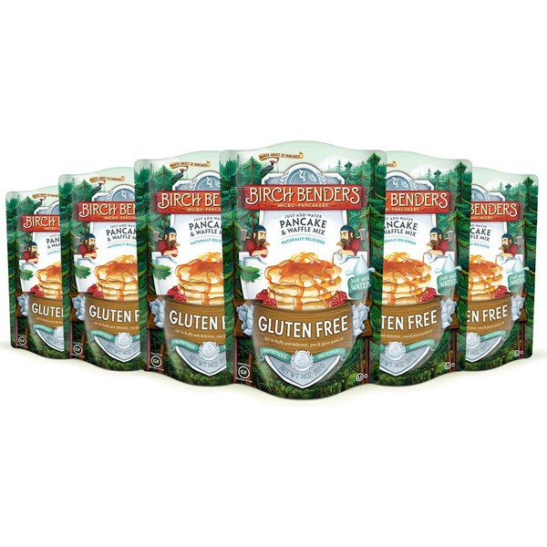 Gluten-Free Pancake and Waffle Mix by Birch Benders, Made with Brown Rice Flour, Potato, Cassava, Almond, and Cane Sugar, Family Pack, Just Add Water, 84 Ounce (14oz 6-pack)