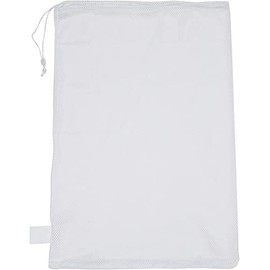Champion Sports Mesh Sports Equipment Bag- White, 24" x 36"- Multipurpose, Nylon Drawstring Bag w/ Lock and ID Tag, for Sports Equipment, Balls, Swimming Gear - Breathable Stuff Sack