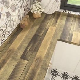 Wallercity Yellow/Brown Wood Contact Paper for Table Top Countertops Self Adhesive Waterproof Wooden Wallpaper Vinyl Peel and Stick Butcher Block Counter Contact Paper for Cabinets Shelf 17.5''x236''