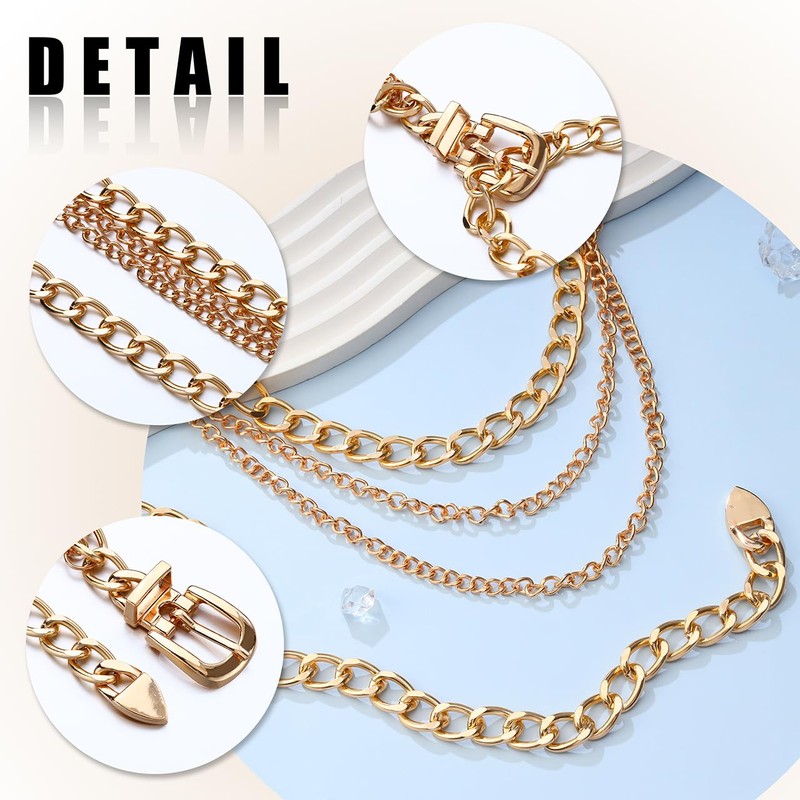 Eigso Gold Alloy Chain Belt for Women Wide Waist Chains