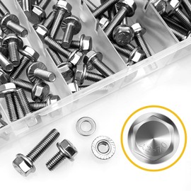 M6 Bolt, 224Pcs M6 x 12/16/20/25/30mm, M6x1.0 Bolt, Flanged Hex Head Bolts with Flange Nuts Washers, 304 Stainless Steel M6 Screws, Metric Bolt Assortment, DIN 6921 by Mywish