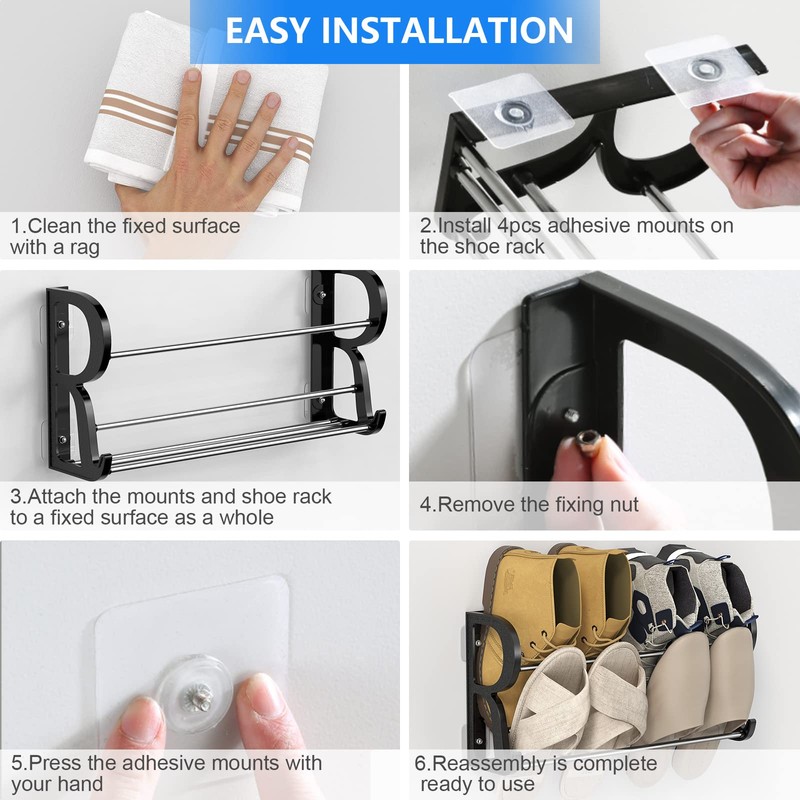 DEYILIAN Hanging Shoe Rack 2 Pack, Wall Mount Shoe Rack
