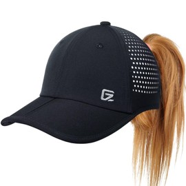 GADIEMKENSD Ponytail Baseball Cap for Women Foldable UPF50+ Sun Hats with Dark Underbill Breathable Ear Friendly Summer Hair Caps Comfortable Travel Sports Cap for Running Tennis Golf Black