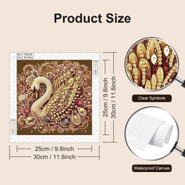 5D Diamond Painting Swan for Adults, DIY Diamond Painting Pictures, Diamond Art Set in Special Shape, Animals Diamond Painting for Beginners, for Home Decoration, Wall Decoration and Gift, 30 x 30 cm