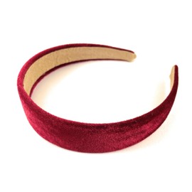 Burgundy velvet headband soft fuzzy velour hair band accessory 1.25 inch wide plain classic headband dark red maroon