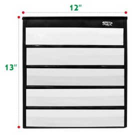 Black Desk Pocket Chart with 20 Additional Dry Erase Flashcards Double Sided and Self Standing (33 x 30.5cm)
