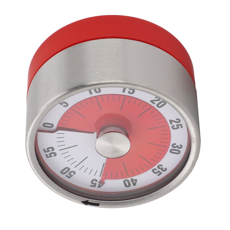 Mechanical Countdown Timer 60 Minute Magnetic Stainless Steel Visual Kitchen
