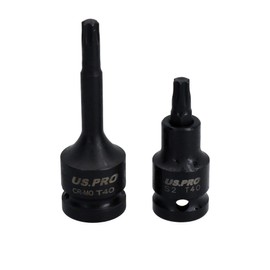 T40 Short (53mm) + Long (78mm) Impacted Torx Star Male Bits Sockets 1/2" Drive