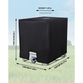 SOBEAU IBC Tank Cover 1000L, IBC Container Accessories, Water Tank UV Protection Film, Rain Barrel Cover, Protective Tarpaulin Rainwater Tank, Suitable for 1000L IBC Tank Container Cover (120 x 100 x