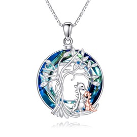 YAFEINI Animal Necklace for Women S925 Sterling Silver Tortoise/Flamingo/Panda/Fox/Hummingbird/Cat/Butterfly/Bee/Sloth/Dragonfly Crystal Necklace Pendant Jewellery for Girls, Sterling Silver