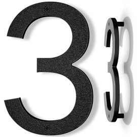 Yafimea House Number Plaque Large Mdoerne Made of ABS Plastic in 3D Look 20 cm Black Number 3