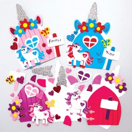 Baker Ross AX667 Unicorn Fairy Door Kits - Pack of 4, Creative Arts and Crafts for Kids Storytelling, Making and Creating