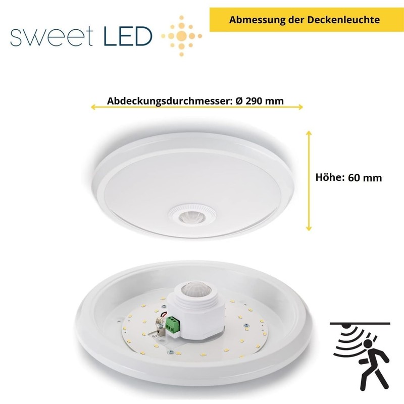 Sweet White LED Ceiling Light with Motion Detector 360 °