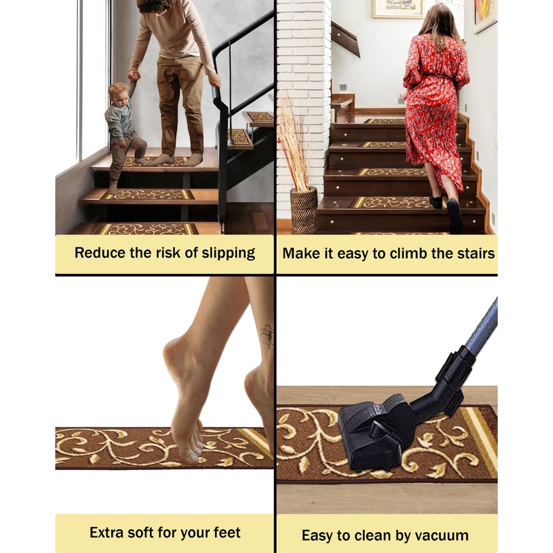 Gloria Rug Non-Slip Rubber Back Carpet Stair Treads - Skid