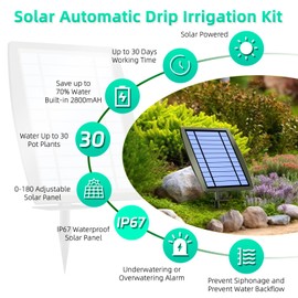 OHYEAHSPIN Sistema solar de riego por goteo – Soporta 20-30 macetas, 12 modos de temporización, kit de riego por goteo, sistema automático de riego de plantas para plantas al aire última intervensión,