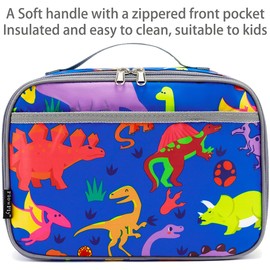 FlowFly Kids Lunch Box Insulated Soft Bag Mini Cooler Back to School Thermal Meal Tote Kit for Girls, Boys, Dinasour