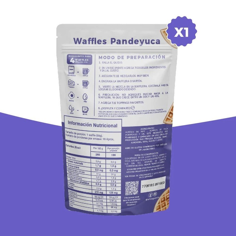Alcaguete waffles Pandeyuca (2 pack) Cassava bread Cheese waffle Gluten