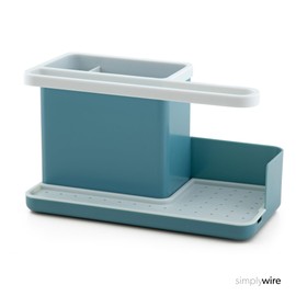 simplywire Sink Caddy - Sink Organizer - Removable Catch Tray - Non-Slip - Sage Green and White