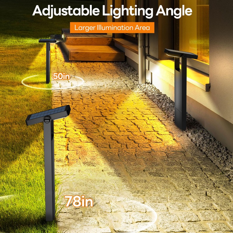 Solar Pathway Lights Outdoor 6 Pack, 360° Adjustable Panel, Multicolor