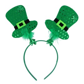 Lizzy 1 x Irish Headband St Patricks Day Shamrock Head Boppers Hats Clover Green Fancy dress Irish Accessories Costume Favors for Women Girls (Mini Hats With Fur Head Bopper)