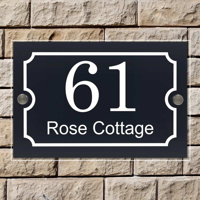 Badgemaster Layered Glass Effect Modern Anthracite Acrylic House Number Sign