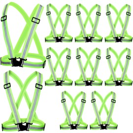 Tobeelec 10 Pack Reflective Vest - Running Vest Reflector, Reflective Running Vest with Safety Straps, High Visibility Reflector for Night Cycling, Hiking, Jogging, Dog Walking