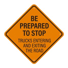 Anobell Be Prepared to Stop Sign Trucks Entering and Exiting The Road Warning Signs 24 x 24 Inch Reflective Aluminum Traffic Safety Sign for Driveways Warehouses Farms Construction Sites