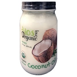 IOS love Organic Virgin Coconut Oil, Cold-Pressed - Natural Hair Oil, Skin Oil and Cooking Oil with Fresh Flavor, Non-GMO (Refined, 14 Fl. Oz)