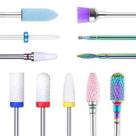 YHTSPORT Nail Drill Bits 11 Pcs, Tungsten Carbide/Ceramic nail drill bits 3/32" Cuticle Drill Bit for Acrylic, Gel and Cuticle Removal, Electric Nail Files Accessories