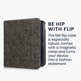 kwmobile Case Compatible with Kobo Libra Colour - Book Style Felt Fabric Protective e-Reader Cover - Dark Grey
