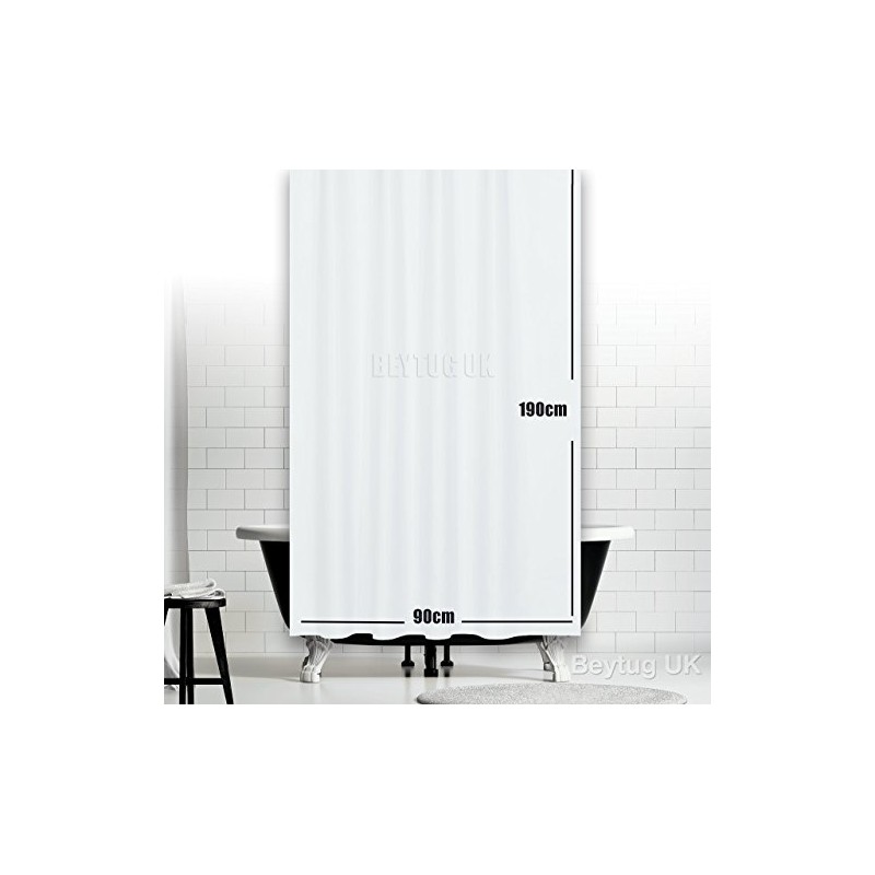 Tropik Home Narrow Width, Extra Long Grey Bathroom Fabric Shower