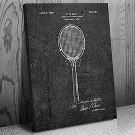 Tennis Racket Patent Canvas Print (13x19) Tennis Gifts, Home Gym Decor, Gift For Coach, Badminton Gifts, Mom Gifts, Dad Gifts, Tennis Art