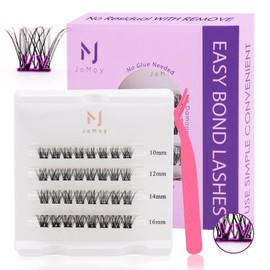JoMay Self-Adhesive Lash Clusters,Press-On Lashes 10-16mm,Individual Lash Extension Kit with Tweezers,No Glue Needed,Natural DIY Eyelash Extension Kit(X3-10-16mm)
