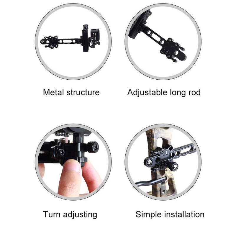 5 Pin Bow Sight Long Bar Wrapped Compound Bow Sight
