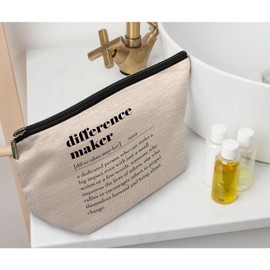 Ayxvt Difference Maker Gifts Makeup Bag, Thank You Appreciation Gifts for Women Coworkers Teacher Mentor Boss Leader Manager Nurse Social Worker Volunteer Cosmetic Bags Zipper Makeup Pouch