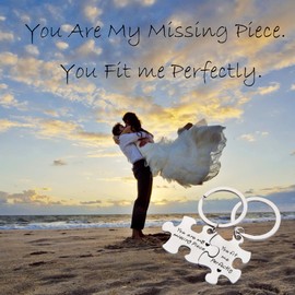 ENSIANTH Puzzle Jewelry You are My Missing Piece,You Fit Me Perfectly Necklace and Keyring Set of Two (Keyring)