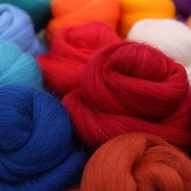 mjolda Felt Wool - 20 Colours Merino Comb for Dry Felting and Wet Felting - 170 g
