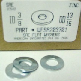 AMERICANINTEGRATEDSUPPLY.COM 3/8 SAE Flat Washers Steel Zinc Plated 13/32 ID x 13/16 OD Nominal (100)