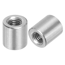 uxcell 10Pcs M6 Round Connector Nuts, 304 Stainless Steel Coupling Nut 12mm/0.47" Length Sleeve Rod Bar Stud Nut for Bracket, M6x12x10mm