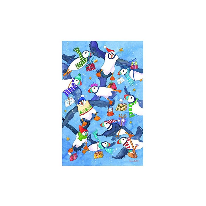 christmas puffin tea towel