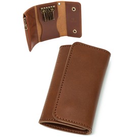 Profline Key Case, Men's Coin Purse, Tochigi Leather, Genuine Leather, Made in Japan, Chestnut Leather
