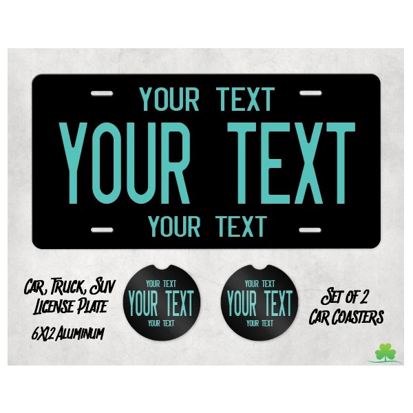 Custom Any State Black & Teal Custom Metal License Plate