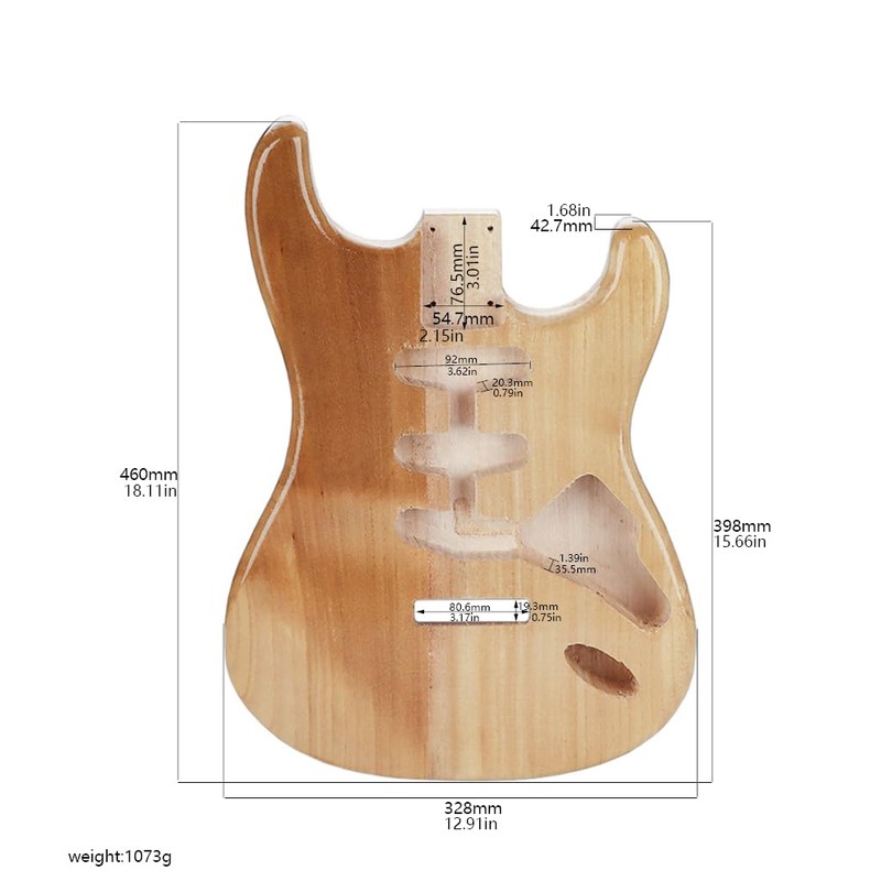 RuiJOTWAT Unfinished ST Guitar Body in Solid Paulownia Wood Painted