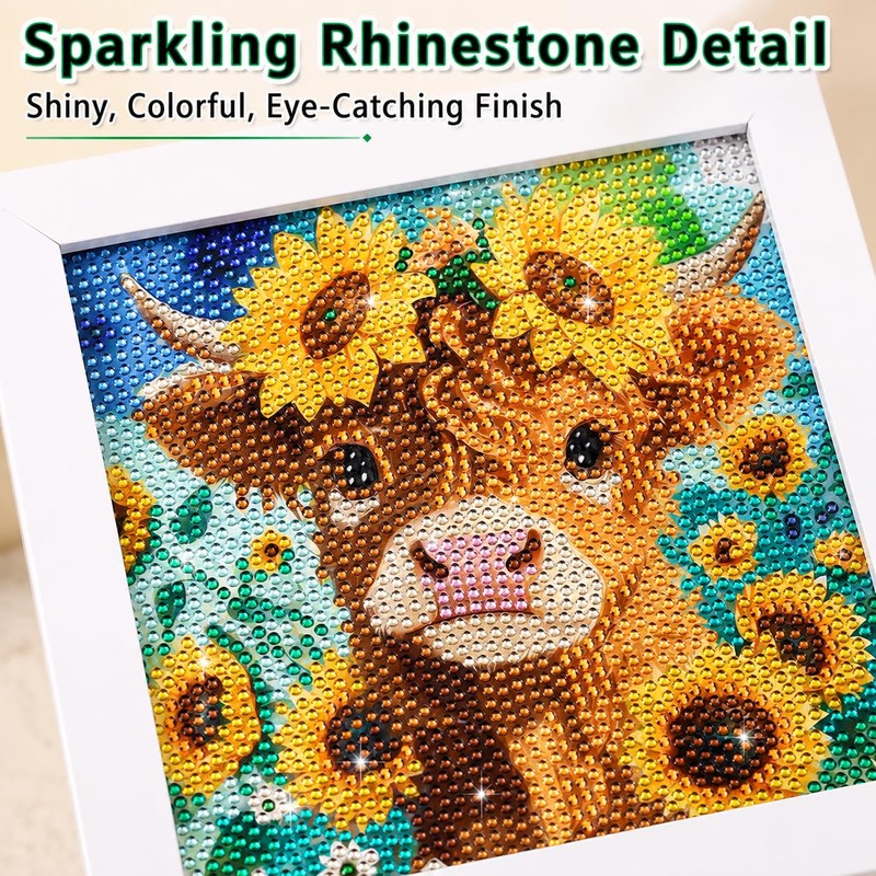 Nikolle Highland Cow Small Diamond Art Kits for Adults Beginner